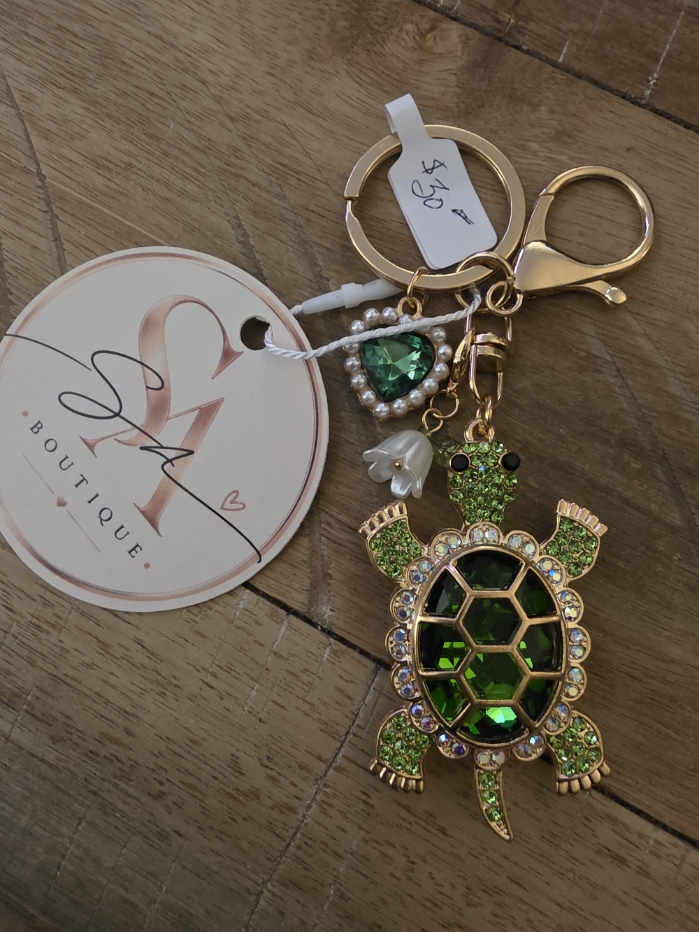Handmade Jeweled Turtle Bag or Key Charm | Emerald Green 💚🐢✨